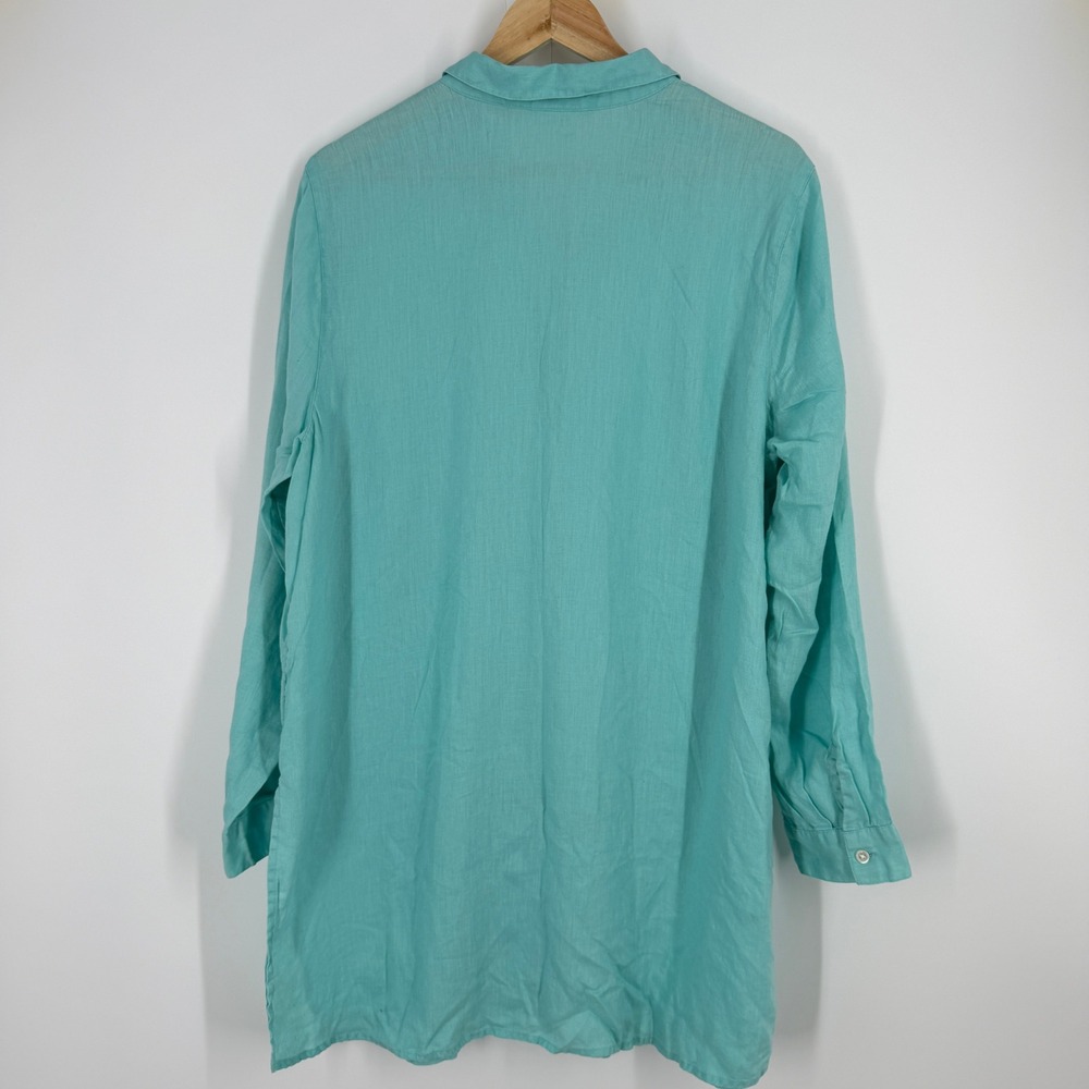 J.‎ Jill Love Linen Turquoise Aqua 100% Linen Button Down Tunic Top Womens XL - Picture 9 of 10